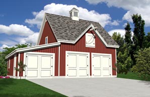 Car Barn Design for 3 vehicles and loft - TodaysPlans.com