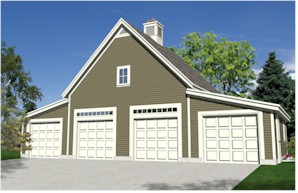 Garden Oak Four Car Garage Plans
