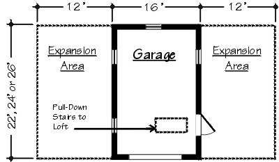 Plan - Expandable Garage - TodaysPlans.com