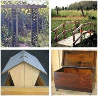 Free Outdoor Wood Projects from WayneOfTheWoods.com - Build your own trellis, garden bridge, firewood box, mail box, bird feeder, dog house, picnic table and more. 