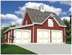 Free, Three Car, Barn Style Garage Plans - Use the big loft as your studio, office or crafts shop.