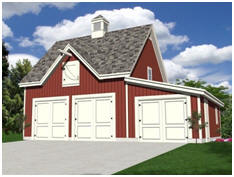 Free Car Barn Plans - Build a 2, 3 or 4 car garage with a loft and the looks of a country barn.