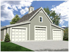 Free, Three-Car Garage Plans with Loft. Downloads are available at TodaysPlans.com