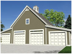 The Garden Oak Four-Car Garage - Free building plans at TodaysPlans.com